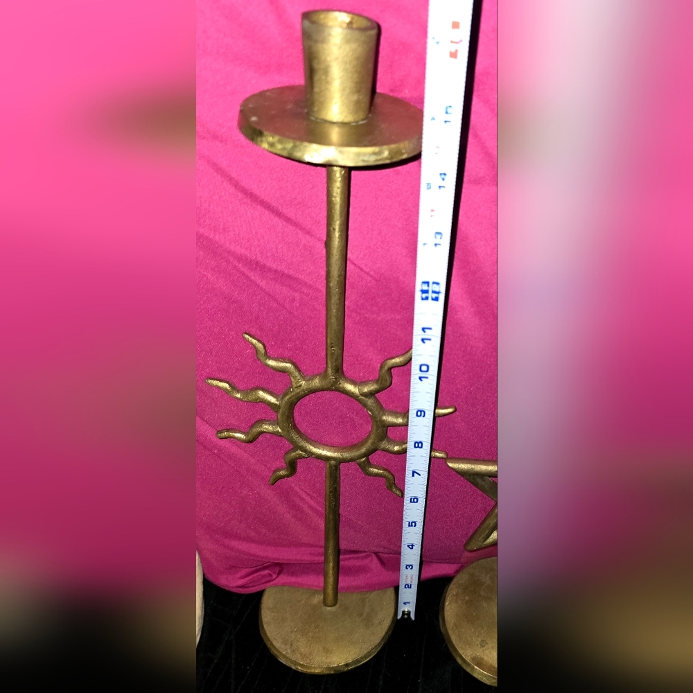 Vintage Wrough Iron Sun, Moon, and Star Celestial Candle Holders - Picture 4 of 10